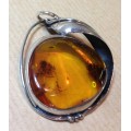 AMBER set in 925 STERLING SILVER PENDANT MARKED STYLISH & STUNNING!!!! BEAUTIFULLY DESIGNED!!!!!