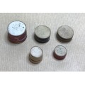 PILL BOXES x 5 MERLE NORMAN SUPER LUBRICATOR SAMPLE TIN VINTAGE CARDBOARD SMALL.