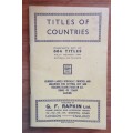 TITLES of COUNTRIES LABELS BOOKLET 884 TITLES GUMMED G.F. RAPKIN ENGLAND PHILATELIC STATIONERY.