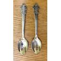 SILVER PLATED souvenir TEASPOONS x 2=BUCHERER of SWITZERLAND=LUCERNE=ROLEX WATCHES PROMOTION SPOONS!