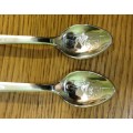 SILVER PLATED souvenir TEASPOONS x 2=BUCHERER of SWITZERLAND=LUCERNE=ROLEX WATCHES PROMOTION SPOONS!