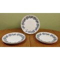CROWN CLARENCE IRONSTONE DINNER PLATES x 6 BALTIC PATTERN ENGLAND.