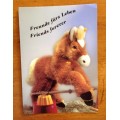 POSTCARD POST CARD GERMANY STEIFF GIENGEN FLUFFY TOY HORSE FRIENDS FOREVER!!!