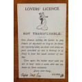 POSTCARD POST CARD LOVER`S LICENCE CUPID GRAHAMSTOWN 1907 EASTERN CAPE AMAZING CARD!!!! KEVII 1/2p.