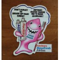 TOOTHPASTE ADVERTISING STICKER MACLEANS AQUAFRESH JORDAN ENGLISH AFRIKAANS SUPER SMILER PINK SHARK!!