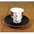 COFFEE DUO DEMITASSE J and G MEAKIN STUDIO ENGLAND MAORI PATTERN RETRO SAUCER CUP 1960`s EXPRESSO!!a