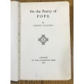 ON THE POETRY OF POPE Geoffrey Tillotson Published by Oxford at the Clarendon Press 1938 BOOK.