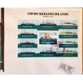 COCOS (KEELING) ISLANDS BARREL MAIL FDC MINIATURE SHEET SHIPS PASSENGER LINER CRUISES STEAMSHIP 1984