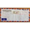 SRI LANKA AIRMAIL LETTER INCOMING to JOHANNESBURG SOUTH AFRICA REGISTERED MAIL 2008 UNUSUAL.