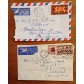 SOUTH AFRICA RSA 1960/66 AIRMAIL LETTERS x 2 EAST LONDON GERMISTON MIELIES WILDEBEEST PRIME MINISTER