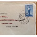 CANADA LETTER FDC 1947 4c CITIZENSHIP OTTAWA to GRAHAMSTOWN SOUTH AFRICA redirected to TRANSVAAL.