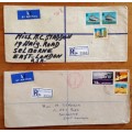 RHODESIA REGISTERED MAIL LETTERS x 2 SALISBURY to EAST LONDON SOUTH AFRICA 1972/3 HYDROFOIL MINING.