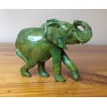ELEPHANT=VERDITE=CARVED=GREEN=BROWN=UNBELIEVABLE COLOURS!!=GREAT CONDITION=Larger.