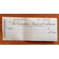 CHEQUE THE CANADIAN BANK of COMMERCE MONTREAL CANADA SAVINGS DEPARTMENT ST. CATHERINE + METCALFE BRA