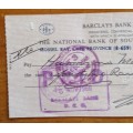 CHEQUE BARCLAYS BANK DCO Commercial Bank 1966 NATIONAL BANK of SOUTH AFRICA LIMITED MOSSEL BAY CAPE