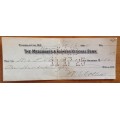 CHEQUE 1925 USA THE (MERCHANTS and FARMERS) UNION NATIONAL BANK NORTH CAROLINA UNITED STATES US$150