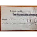 CHEQUE 1925 USA THE (MERCHANTS and FARMERS) UNION NATIONAL BANK NORTH CAROLINA UNITED STATES US$150