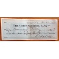 CHEQUE 1925 USA THE UNION NATIONAL BANK CHARLOTTE NORTH CAROLINA UNITED STATES of AMERICA US$282.08.