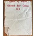 WWI CENSORED MAIL 1918 OPENED BY CENSOR 21 GEOPEND DOOR CENSOR SAVOIE FRANCE to JHB TRANSVAAL SA.