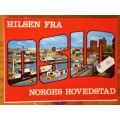 POSTCARD BOOKLET POST CARDS x 8 NORWAY OSLO COMPLETE SHIPS SAIL BOATS FLAGS MONUMENT BUILDINGS HORSE