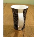 MUG PORCELAIN TEA COFFEE BLACK and WHITE STRIPED PATTERN STUNNING EXCELLENT CONDITION!!!!