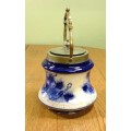 WILLIAM WOOD and Co. ENGLAND BISCUIT BARREL BLUE and WHITE EPNS LID and HANDLE SCARCE!!! READ NOTES.