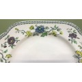 COPELAND SPODE ENGLAND KORO PATTERN SQUARE CAKE PLATE BORDER of FLOWERS FLORAL 1920-57