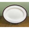 PLATTER LARGE OVAL ALFRED MEAKIN MADE in ENGLAND DARK MAROON BORDER GILTED GARLAND 1945+