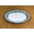 PLATTER RARE SMALL OVAL HB CORNWALL MADE in ENGLAND FLOWERS FLORAL TEAL BLUE-GREEN Chrysanthemums.
