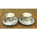 ALFRED MEAKIN ROYAL MARIGOLD JEROME HAND PAINTED ENGLAND DEMITASSE x 2 COFFEE Cup Saucer EXPRESSO