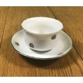 DUO TEA CUP + SAUCER FLORAL FLOWERS ROSES NO MARKS.