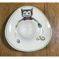 BOILED EGG CUP HOLDER SPODE COPELAND ENGLAND S.3243 CUTIE KITTEN COMIC CHARACTER!!! EGG and CHICKEN!