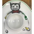 BOILED EGG CUP HOLDER SPODE COPELAND ENGLAND S.3243 CUTIE KITTEN COMIC CHARACTER!!! EGG and CHICKEN!