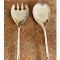 SALAD SERVERS PAIR CHROMED? SILVER PLATED??