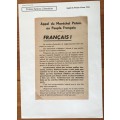 APPEAL OF MARSHAL PETAIN to the FRENCH PEOPLE NEWSPAPER CUTTING 6 JUNE 1944FRANCE BEFORE LIBERATION