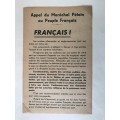 APPEAL OF MARSHAL PETAIN to the FRENCH PEOPLE NEWSPAPER CUTTING 6 JUNE 1944FRANCE BEFORE LIBERATION