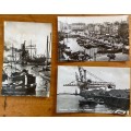 POSTCARDS x 3 BLACK and WHITE REAL PHOTO CARDS ROTTERDAM NETHERLANDS SHIPS HARBOUR TUGS BARGES CRANE