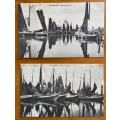 POSTCARDS x 2 BLACK and WHITE HARDERWIJK NETHERLANDS SAILING FISHING BOATS HARBOUR VIEW.