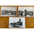 POSTCARDS x 3 BLACK and WHITE REAL PHOTO CARDS NETHERLANDS HARBOURS PORT VIEWS BOATS BARGES HORSES.