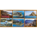 POSTCARDS x 6 SOUTH AFRICA CAPE TOWN CAMPS BAY PENINSULA CAPE POINT KALK BAY HARBOUR CRUISE SHIPS.