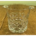 ICE BUCKET PRESSED GLASS MADE IN FRANCE FRENCH with HANDLES NICE PATTERN!!!