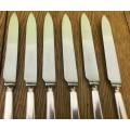 ELKINGTON & CO. SILVER PLATED FRUIT / DESSERT KNIFE + FORK SET x 6 of each 1957 BIRMINGHAM ENGLAND.