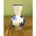 BUD VASE PORCELAIN BLUE AND WHITE WINDMILL BIRDS FLOWERS TREES PLANTS Please Read notes....