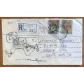 REGISTERED LETTER MIDDELBURG to BENONI 1980 COMIC SOLDIER RUNNING WITH RIFLE!! CHIMPERIE AGENCIES.