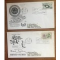 CANADA 2 x FDC 1965 INTERNATIONAL CO-OPERATION YEAR PROVINCIAL FLORAL EMBLEM SERIES BRITISH COLUMBIA