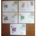 RUSSIA SPARTAKIAD FDC x 5 1971 SPORT BASKETBALL HORSE SHOW JUMPING WRESTLING DISCUS ICE HOCKEY CCCP