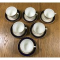 ROYAL WORCESTER ENGLAND 6 x DEMITASSE COFFEE Cups and Saucers REGENCY PATTERN EXPRESSO 1950 SCARCE!
