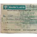 CHEQUE BARCLAYS ORANGE GROVE JHB NATIONAL BANK LIMITED 1987 POST DATED CHEQUE RETURNED STAMP