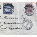 SOUTH AFRICAN Experimental Service AIRMAIL COVER 1925 DURBAN to EAST LONDON 9 APRIL 1925