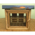 FARMYARD EGG HOUSE / HOLDER for 20 EGGS HAND PAINTED CHICKENS ON EACH SIDE and SUNRISE FRONT PANEL